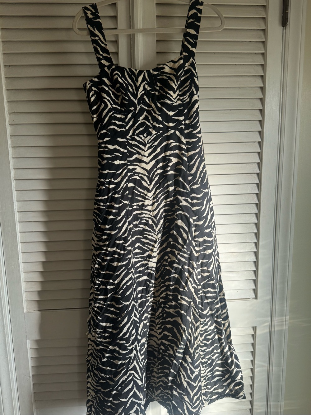 Endless Rose Black and Cream Zebra-Print Midi Dress